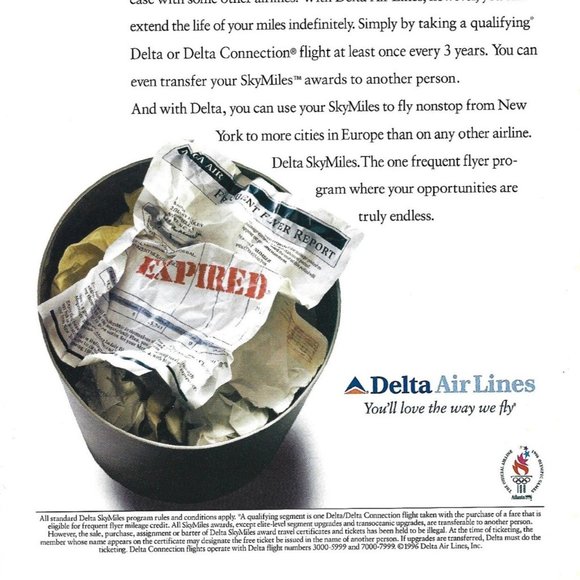 Delta Airlines Frequent Flyer Miles 1990s  Vintage Print Ad - Picture 2 of 2